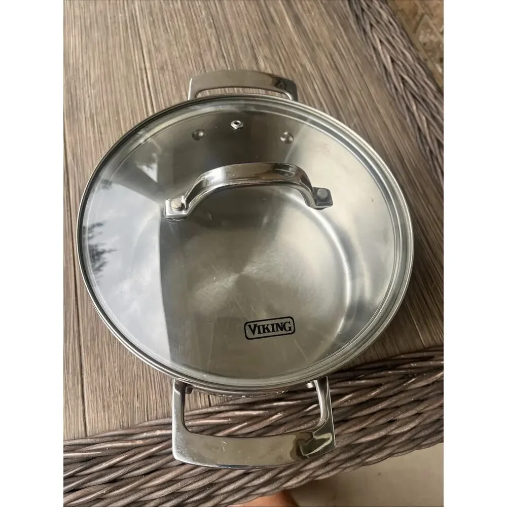 Viking Pro-Grade 4 Qt 3-Ply Copper Clad Stock Pot Stainless Interior + Glass Lid